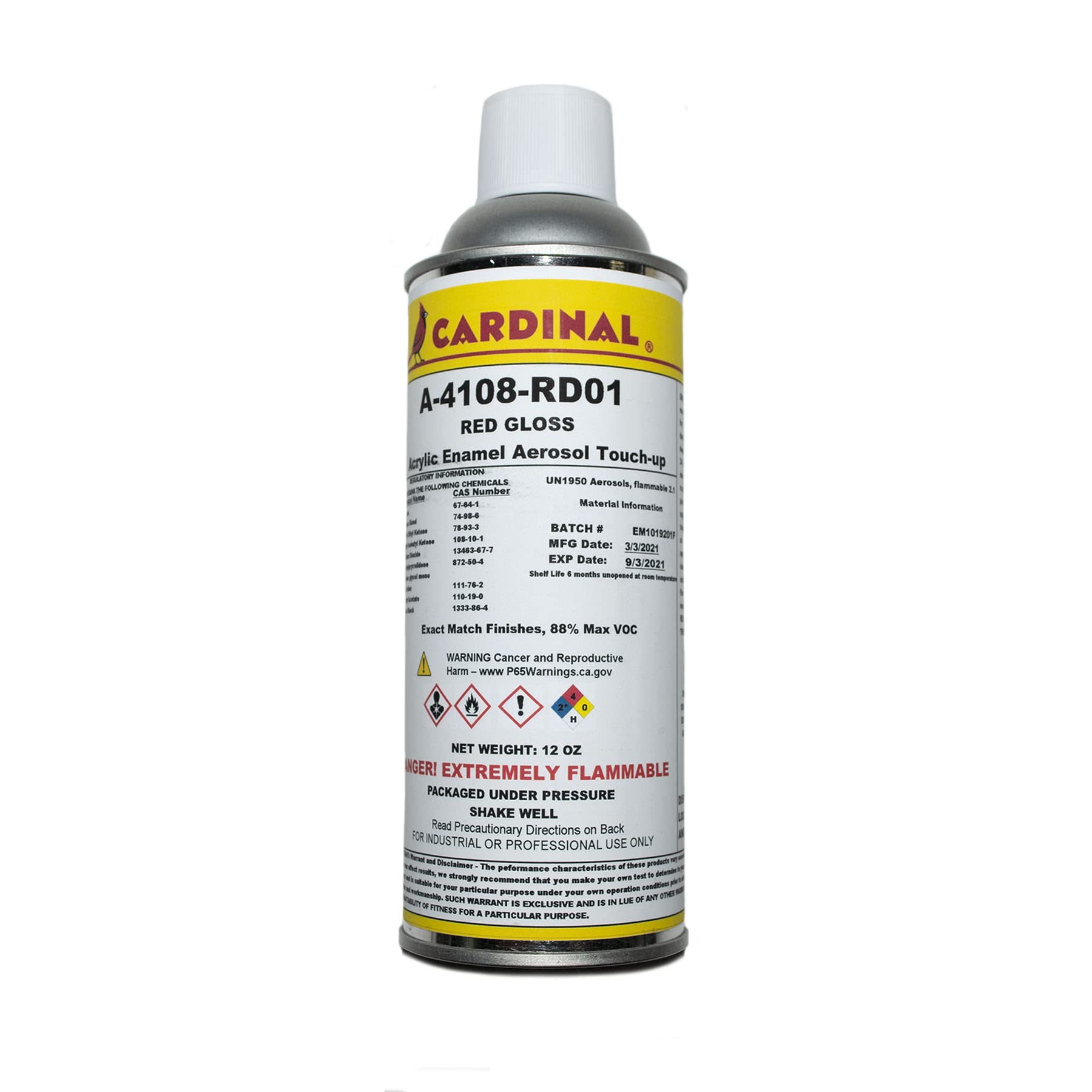 Cardinal Paint A-4108-RD01 Red Gloss Powder Coating Touch-Up Spray
